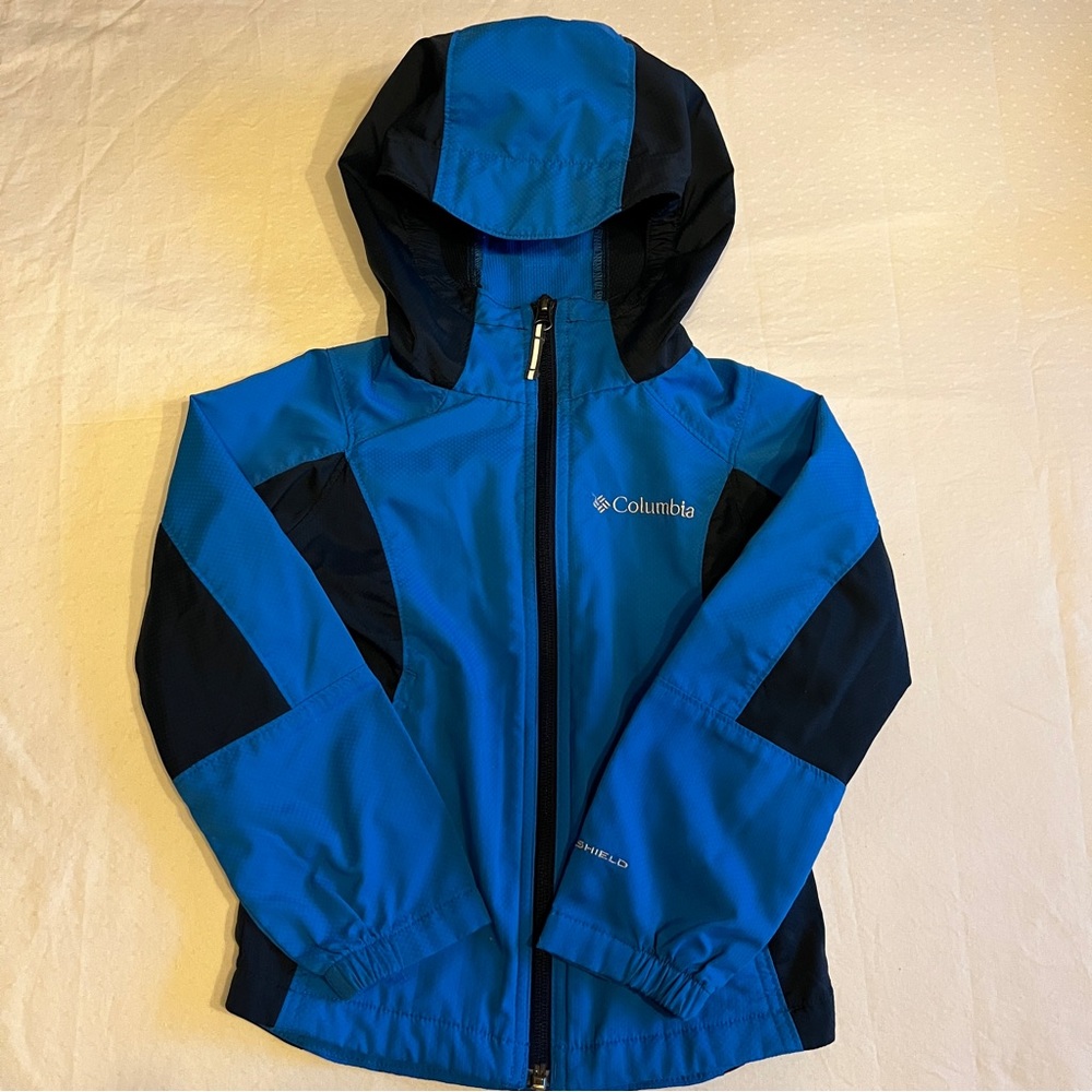 Columbia Kids Omni-Shield Waterproof Hooded Rain Jacket Black Blue XXS 4